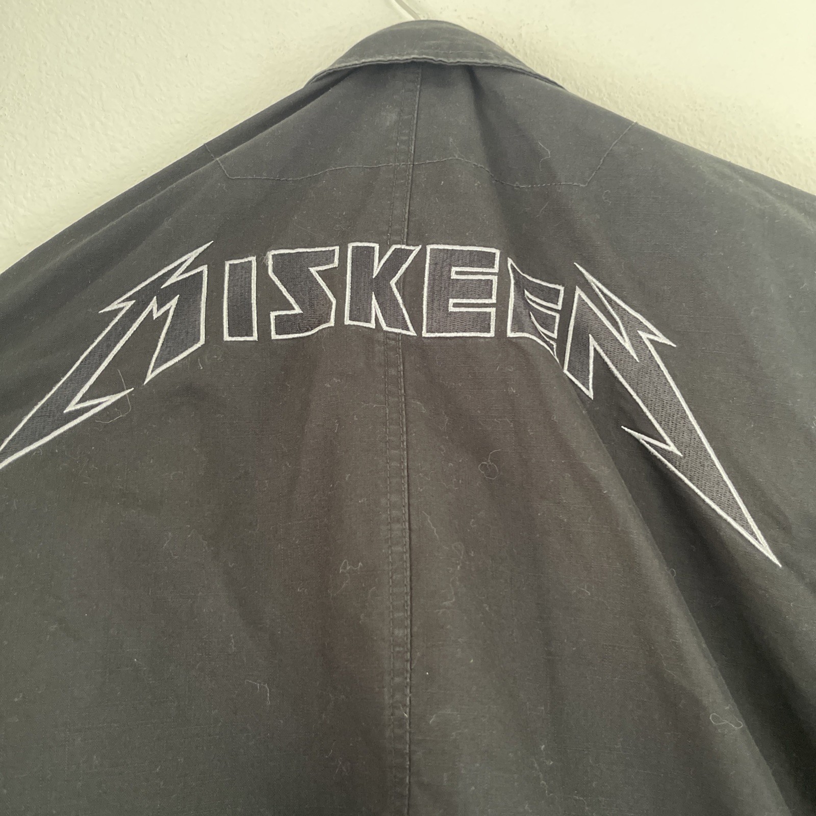 Miskeen Grunge Art Spellout Mens Black Goth Zip Coat Jacket Pockets Sz 2XL image 6