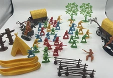 Tim Mee/Marx Vintage Western Cowboys & Indians Native American Toy Figures-55 Pc