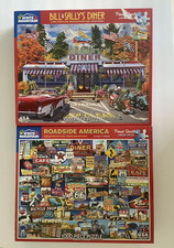 2 White Mountain 1000pc jigsaw puzzles ROADSIDE AMERICA / BILL  SALLY'S DINER