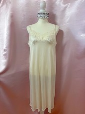 Vintage 1990s VASSARETTE Nylon Slip Dress Lace Trim Lingerie Nightgown