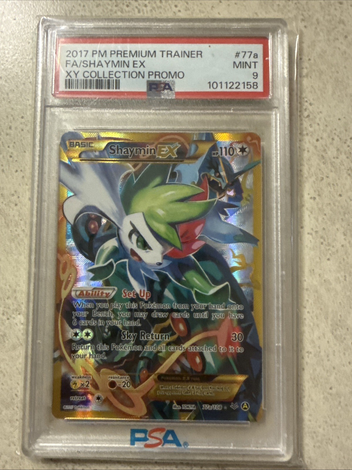 Pokemon 2017 Premium Trainer XY Collection Promo #77a FA/Shaymin EX, PSA 9