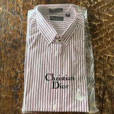 Christian Dior Monsieur Long Sleeve Red / White Stripe 15 1/2 34-35 Dress Shirt