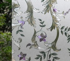 VSUDO 2 Rolls 17.7" by 78.7" Privacy Window Film, Morning Glory Pattern Windo...