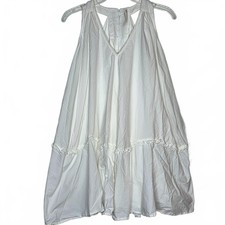 Anthropologie Women's XS White Cotton Swing Tunic Dress Sleeveless Resort