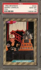1992 Bowman Foil Hockey #440 Mario Lemieux Penguins HOF PSA 10 GEM MINT