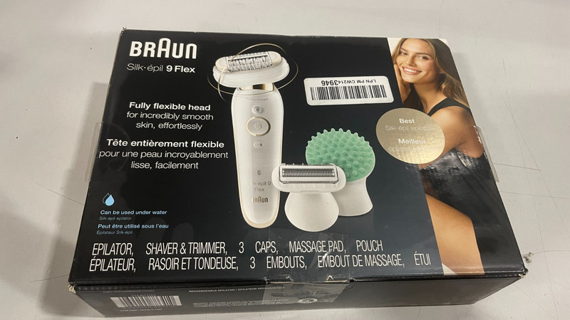 Braun Silk-épil 9 Flex White Women's Epilator with Shaver and Massage Brush