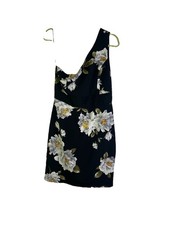 Lulus Womens XL Save Me A Dance Floral Single Shoulder Sheath Dress Black
