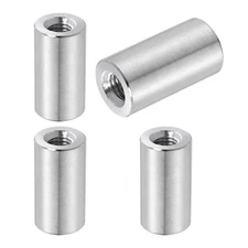 4Pcs 304 Stainless Steel M8x1.25mm Round Coupling Nuts, 0.63x1.18"(ODxH)