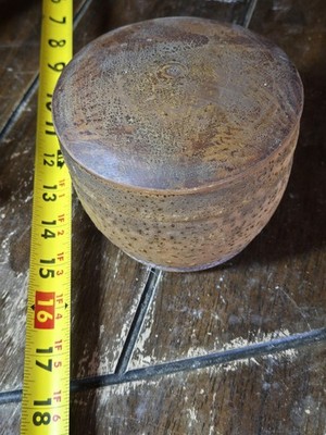 Vintage Hand-Turned Bamboo Root Lidded Jar - Organic Primitive Decor
