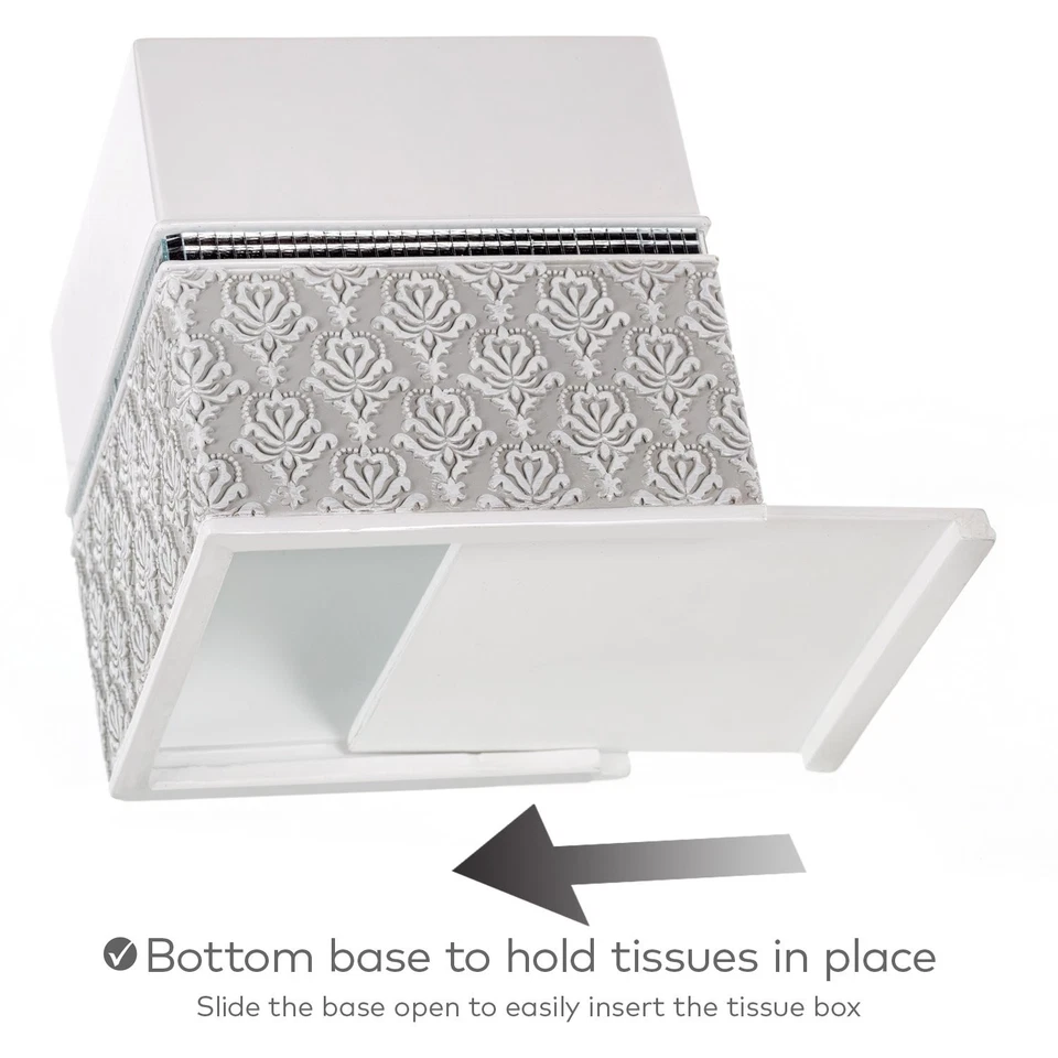 Mirror Damask White and Gray Bathroom Accessories Set - 6 Piece Bathroom Acce... - Image 3 of 4