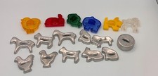 Vintage Miniature Aluminum & Plastic cookie cutters Animals Lot of 17 1.25"