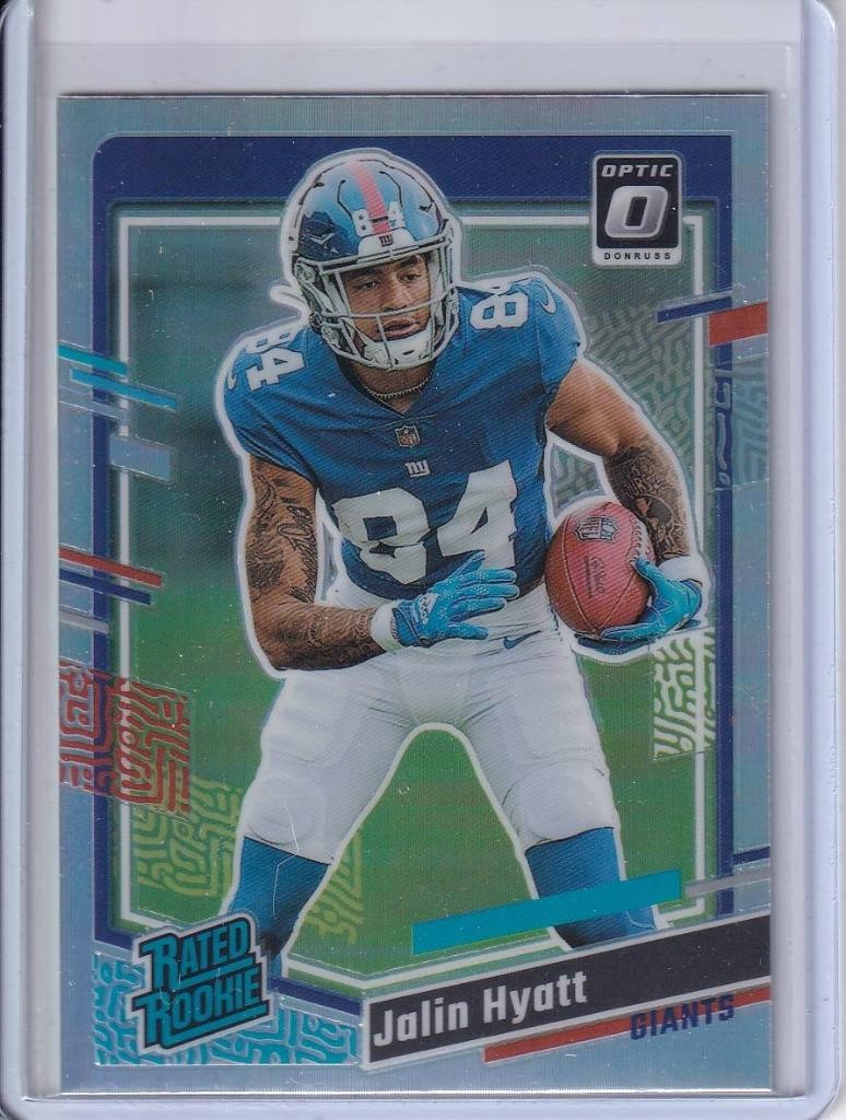 2023 Donruss Rated Rookie Optic Preview Holo Prizm #378 Jalin Hyatt Giants