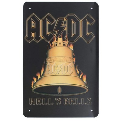 Vintage AC/DC Hell's Bells Tin Metal Signs Home Décor Wall Art 8x12