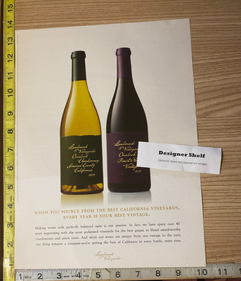 Landark Vineyards Chardonnay & Pinot Noir 2 Bottle 2015 Print Advertisement