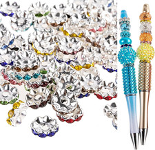 100Pcs 12Mm Crystal Rondelle Spacer Beads for Pens Making Rhinestone Beads for B