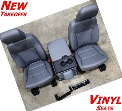 Ford SUPER DUTY Front Bucket Seats Grey VINYL Set w/ JUMP SEAT Replacement OEM