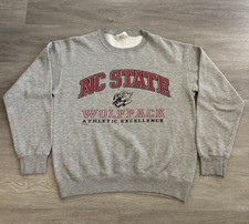 Vintage 90s NC State Crew Sweatshirt Lee Sport Nutmeg Made in USA Size M Grey