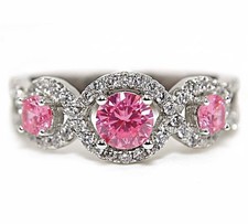 2CT Treated Pink Sapphire  White Topaz 925 Sterling Silver Ring Jewelry Sz 7