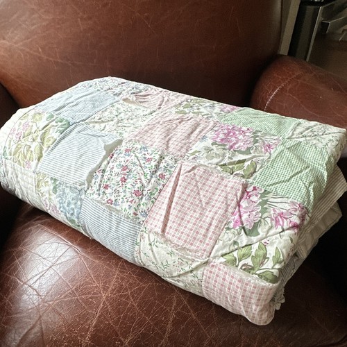 Vintage Quilted Patchwork Cutter Quilt Floral Multicolor Cotton Fill 80x80