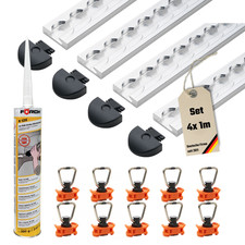 Starterset! 4x Airlineschienen Zurrschiene flach 1m+ Fittinge+ Endkappen+ Kleber