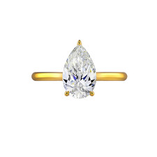 2 Carat IGI Lab Grown Pear Cut Diamond Engagement Ring 14K Yellow Gold