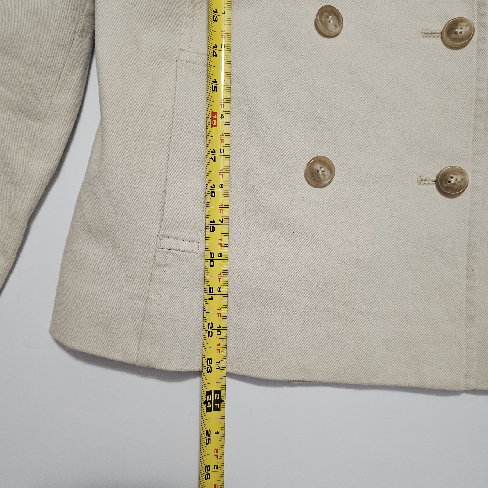 Michel Klein Paris Double Breasted Wool Blend Peacoat Coat Medium Beige