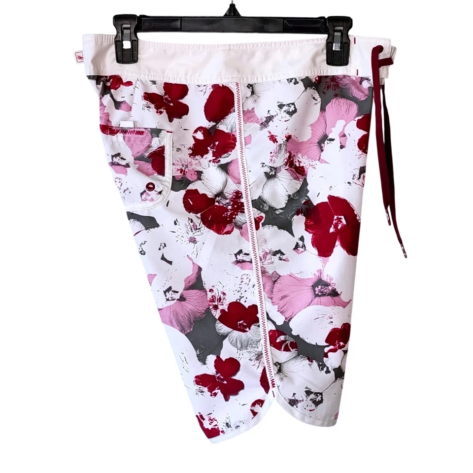 Pantalones Cortos Oakley Estampado Floral Natación Surf Y2K Mujer Talla 6 Blanco Rosa Rojo Foto 3 de 4