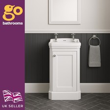 White Cloakroom Vanity Unit & Ceramic Basin 500mm Small Bathroom Unit & Sink