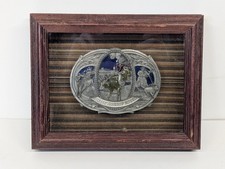 FRAMED Championship Bull Riding Rodeo Belt Buckle 9.75" x 7.75" Western Decor