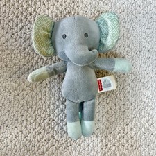 Elephant Plush Fisher Price Sweet Surroundings Crinkly Ears Gray Green 8" Toy