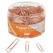 500pcs Rose Gold Paper Clips Assorted Sizes Small, Medium and Large Paperclip...