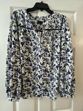 TALBOTS Womens Popover TOP Long Sleeve BLUE W...