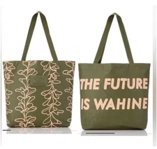 Aloha Collection Future Is Wahine Reversible Tote Olive NWT