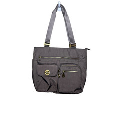 Borsa a tracolla Baggallini Tulum Tote Taupe Oro Ferramenta Trolley Manica