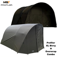 NGT Profiler Bivvy XL 2 Man + Overwrap Tent Skin Heavy Duty Carp Fishing - Combo