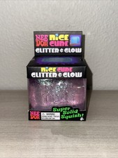 Nee Doh Needoh Nice Cube Glitter Glow Purple Stress Sensory Fidget Toy Squeeze