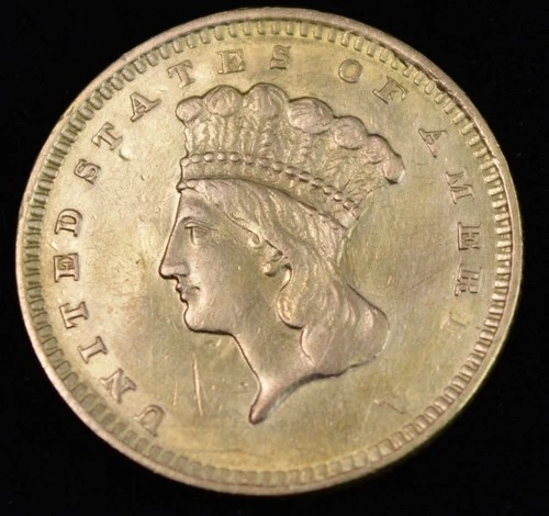 1856 $1 Dollar Gold Indian Princess Type 3 Slanted 5 XF/AU Details-US Early Gold