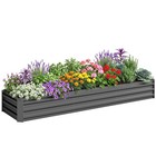 Outsunny Galvanised Raised Bed for Garden, Outdoor Elevated Planter Box, Grey