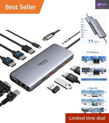 Tragbarer Dual HDMI 11 in 1 USB C Hub für MacBook & Windows - schnelle Datenübertragung