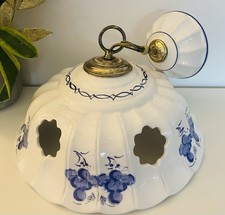Plafoniera vintage porcellana blu e bianca paralume ritaglio floreale lampada a sospensione 