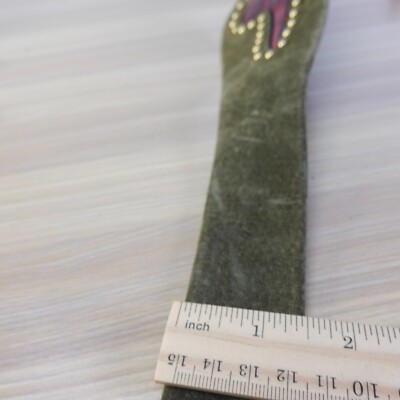 Studded Belt Womens Small Green Croc Leather Fashion Waist Exotic‎ Suede Snap On Studded Belt Womens Small Green Croc Leather Fashion Waist  main image 3