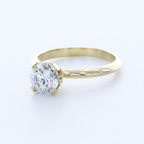 1.5CT NATURAL DIAMOND G/SI1 ROUND CUT 18K GOLD FOUR-PRONG CLASSIC SOLITAIRE RING - Picture 2 of 7