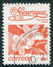 NICARAGUA 1983 1cor SG2444 used NG Flowers Frangipani Plumeria rubra ##a3