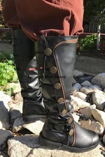 Black Steampunk Pirate Captain Highlander Halloween Costume Mens Knee Boots