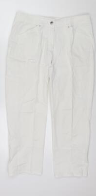 Backstage Damen weiße Baumwolle Cropped Jeans Größe M L23 im Regular Zip