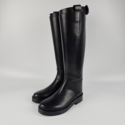 Ann Demeulemeester Stan Black Leather Tall 40mm Boots New And