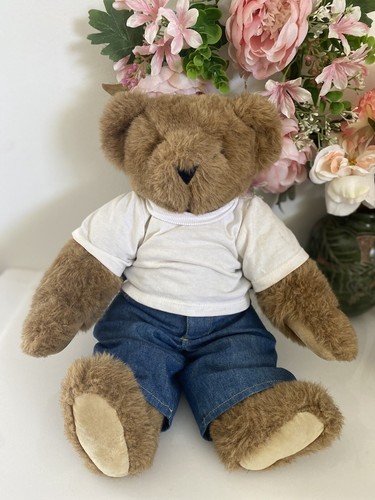 Vintage Vermont Teddy Bear Company Plush Brown Jointed Poseable 16” Jean TShirt - Picture 13 of 24