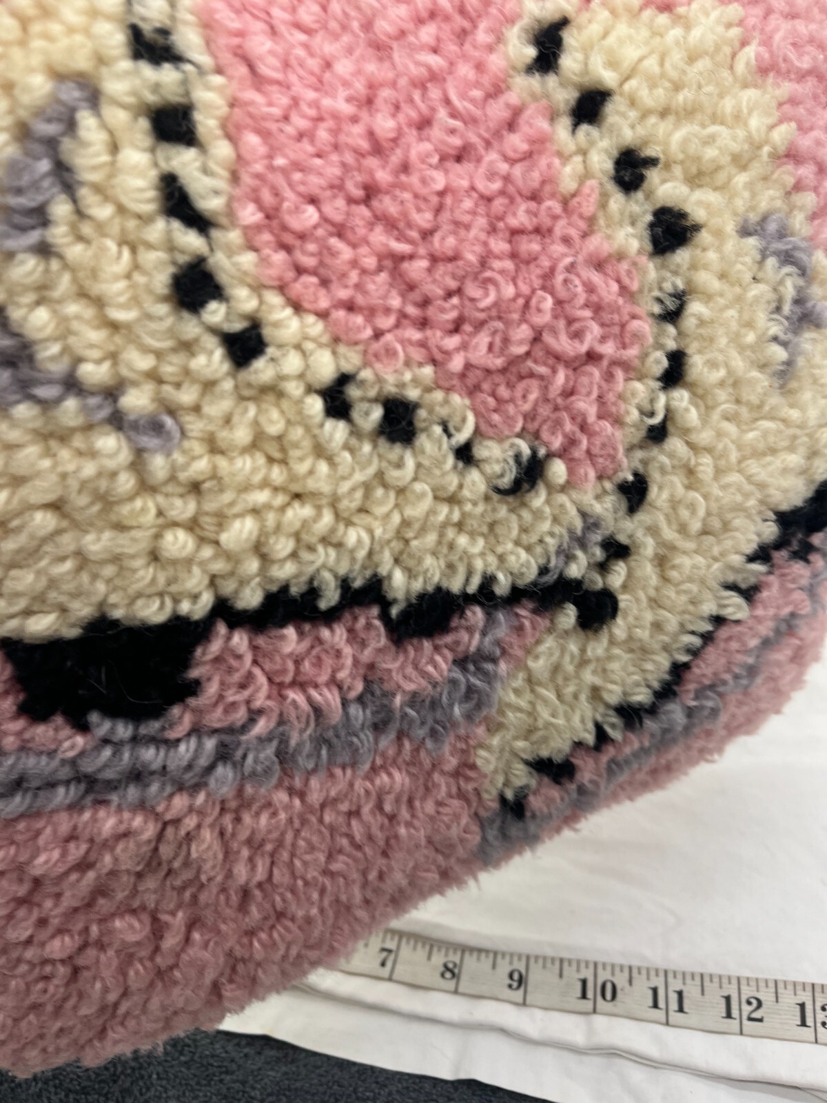 vintage iceskater ice skate skater figure skating pillow pink hook rug 1970s