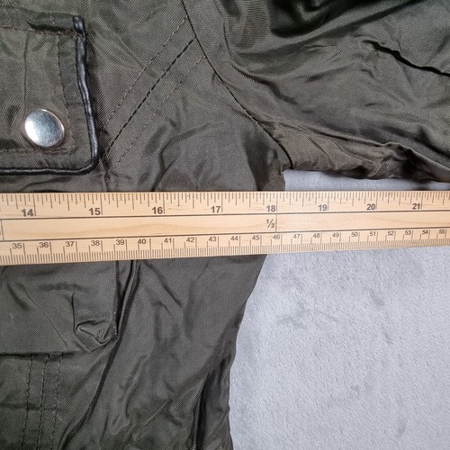 Belstaff Jacket Womens Size 42 IT Medium Dark Khaki Green Gold Label Fur Cuffs - Picture 2 of 21
