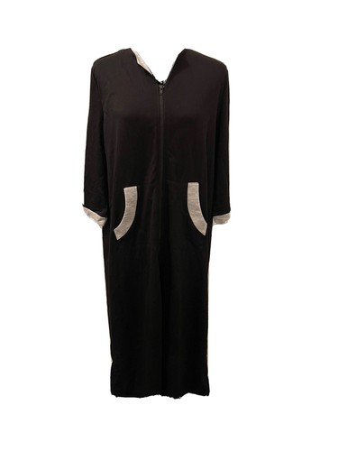 Ekouaer Robe Lounge House Coat Black Women’s Small Full Zip Full Length New - Picture 2 of 10